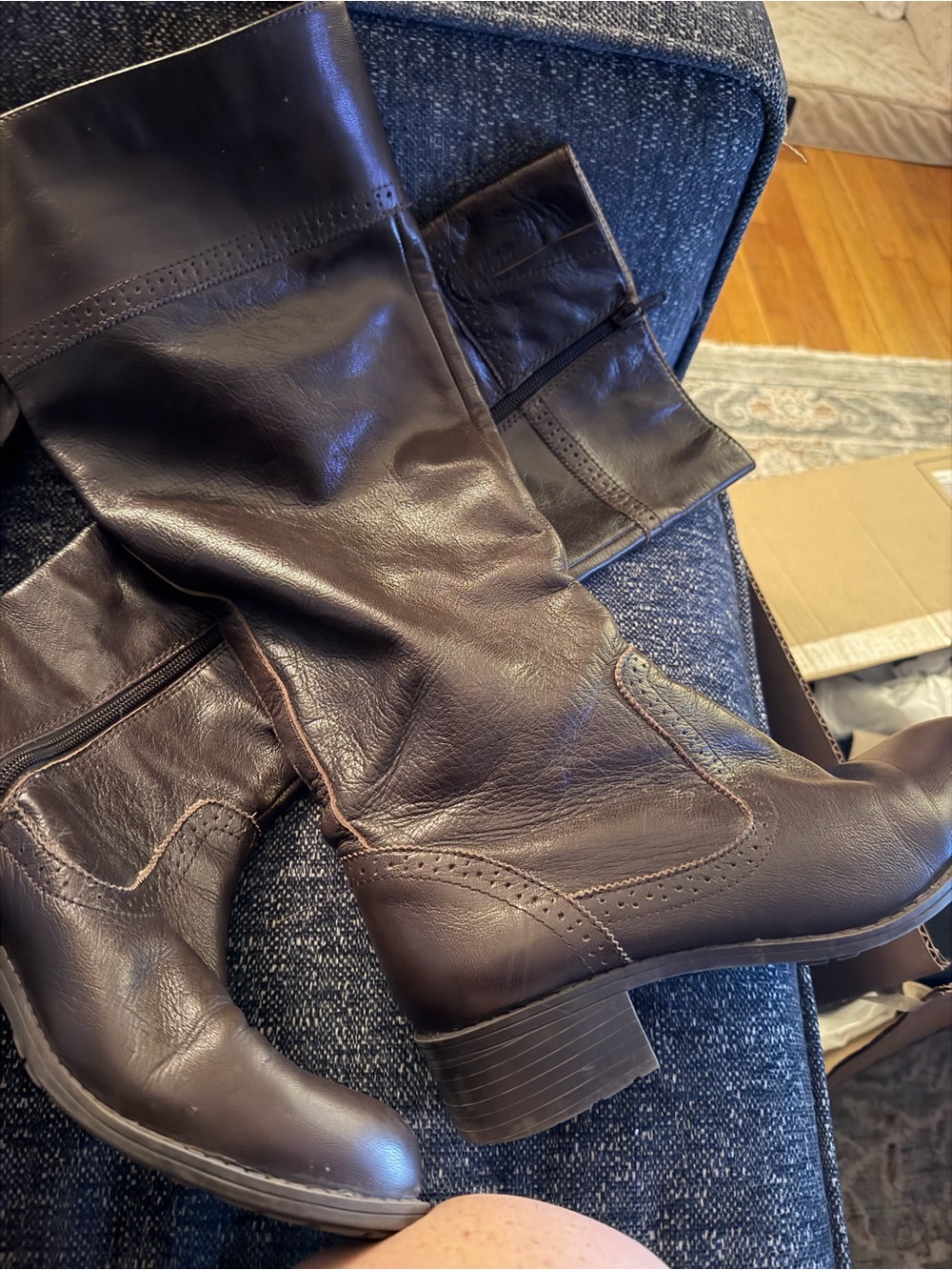 Easy Spirit Dark Brown Leather Mid-Calf Heeled Boots